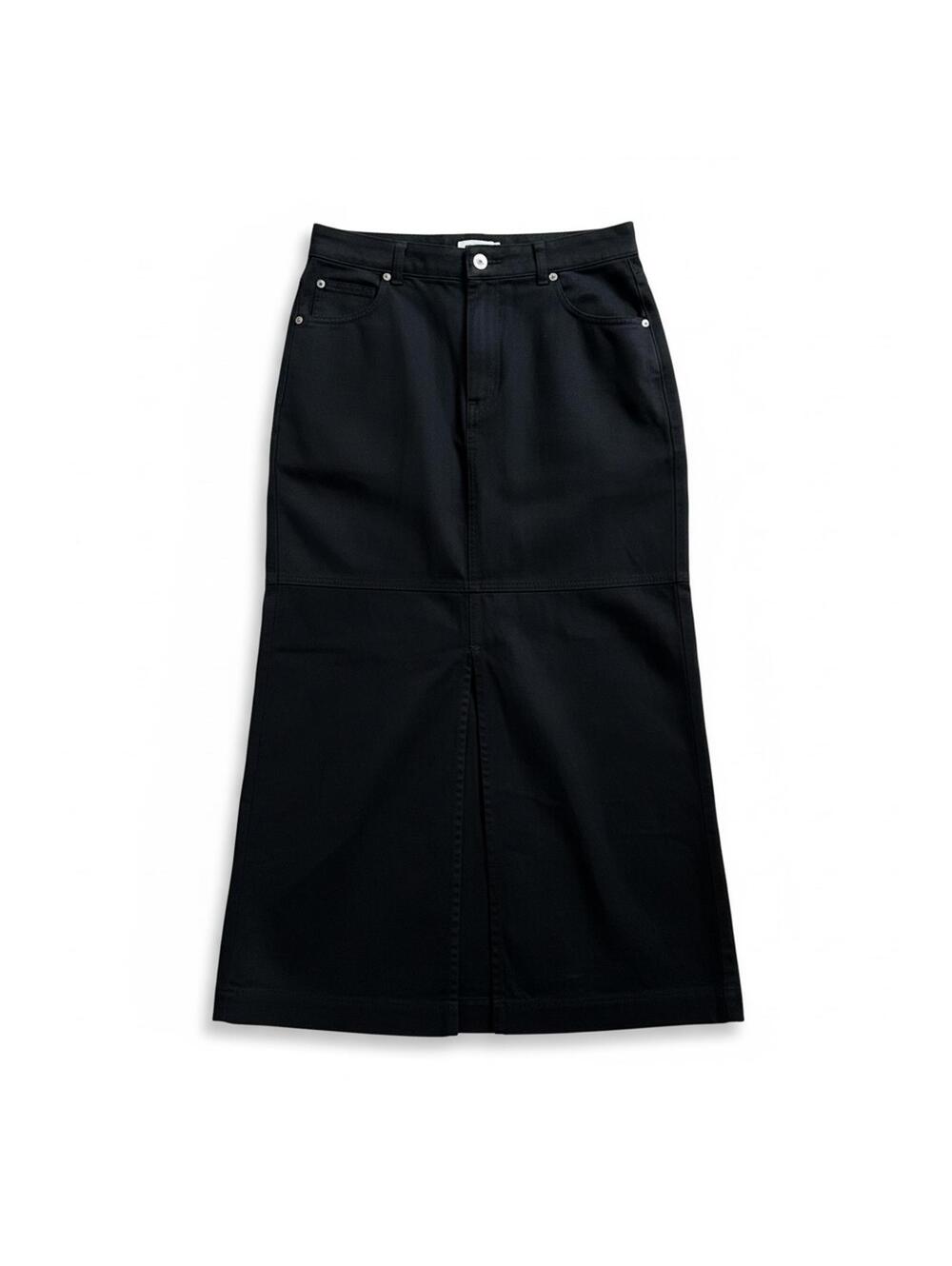 Nicole Miller Linen Midi Skirt Black European Flax Minimalist NWT M